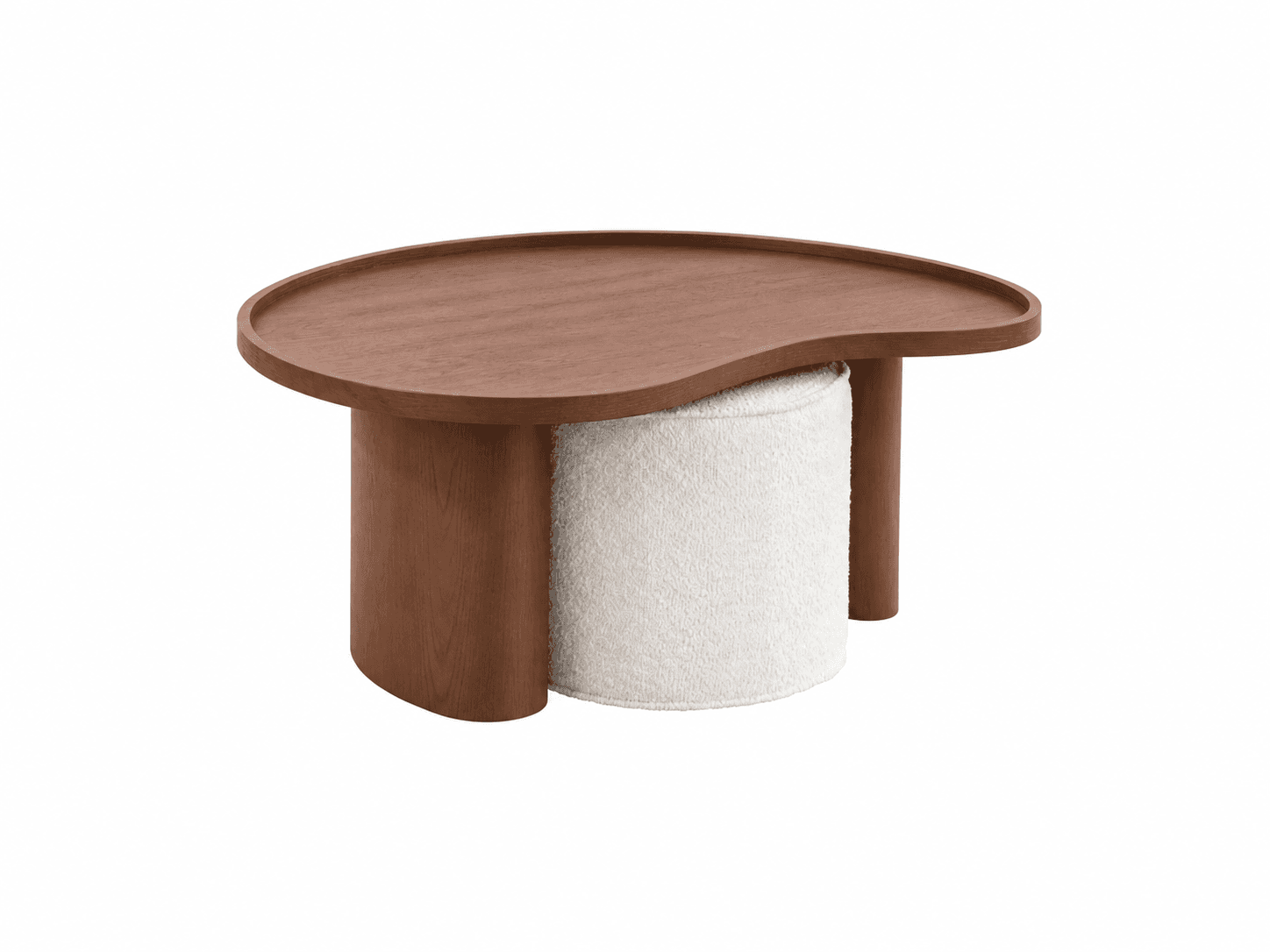 Bean Coffee Table - Beige Ottoman - 2