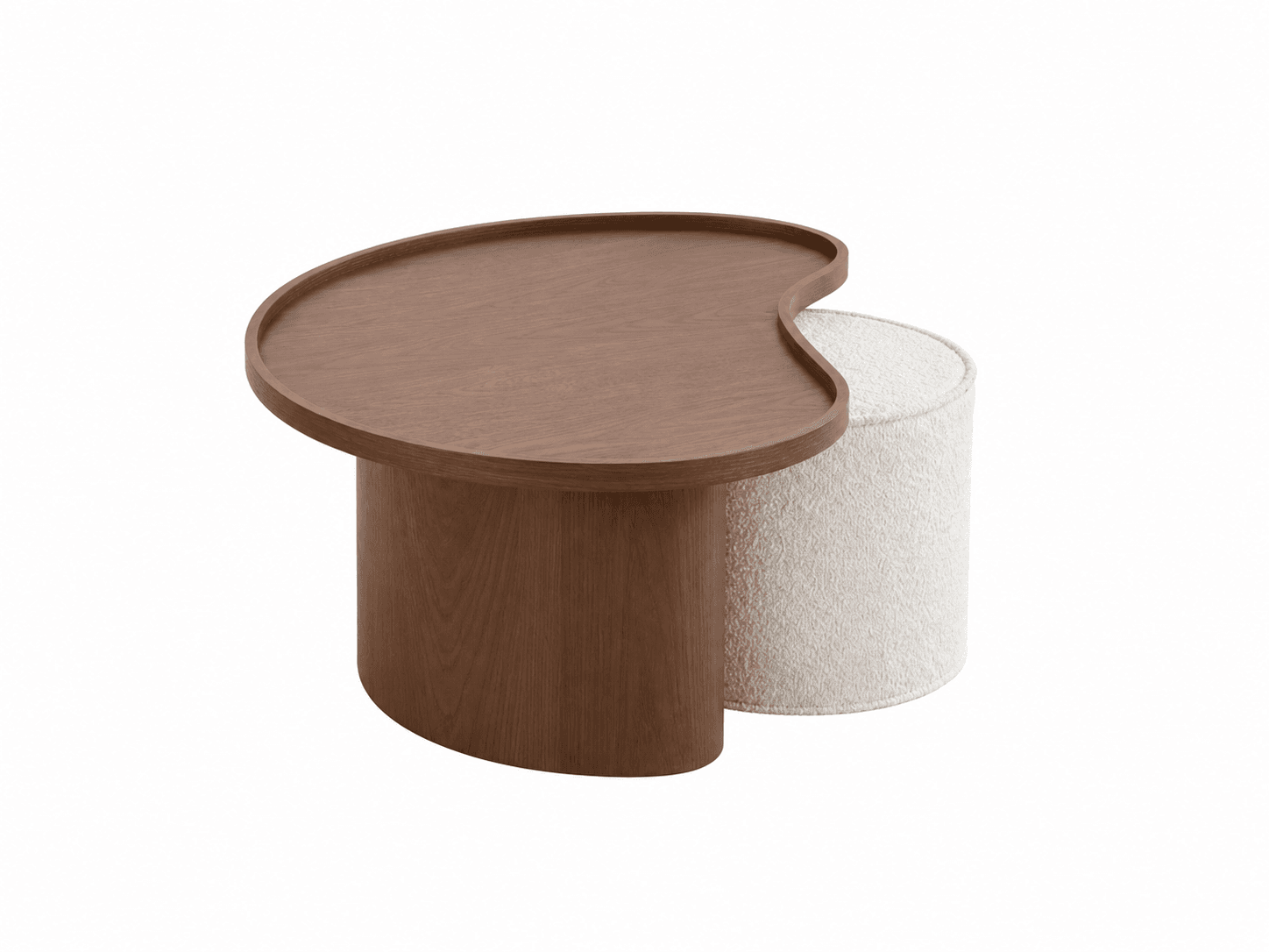 Bean Coffee Table - Beige Ottoman - 3