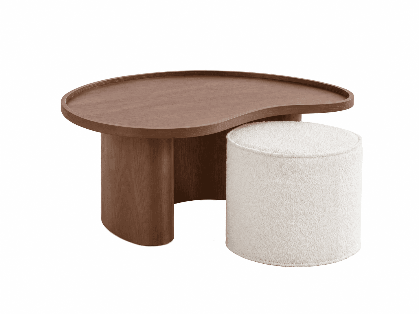 Bean Coffee Table - Beige Ottoman - 4