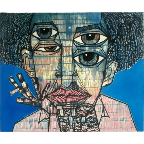 Four Eyed II Acrylic Canvas Painting - View 1